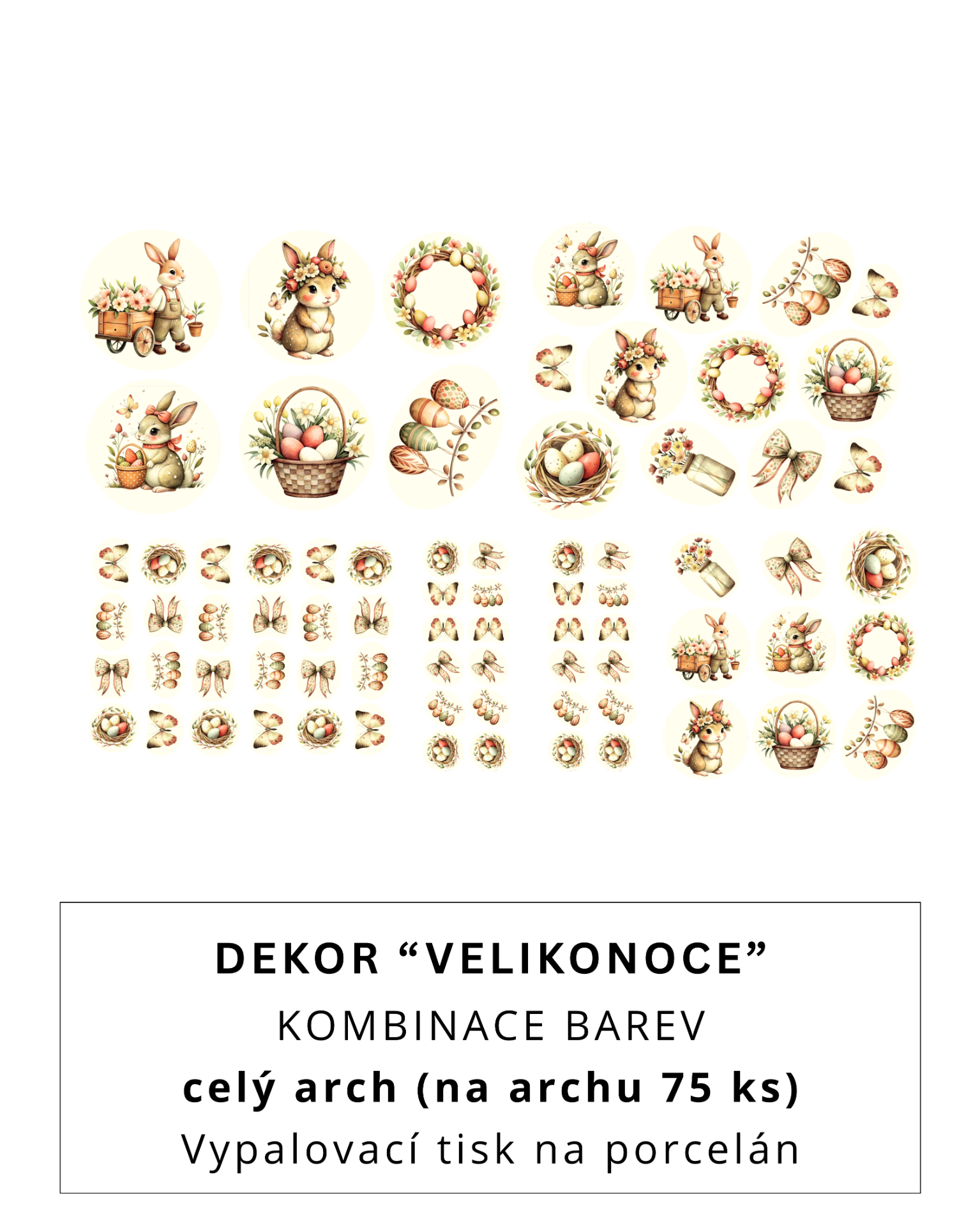 Vypalovací tisk - Dekor ,,Velikonoce"  - celý arch