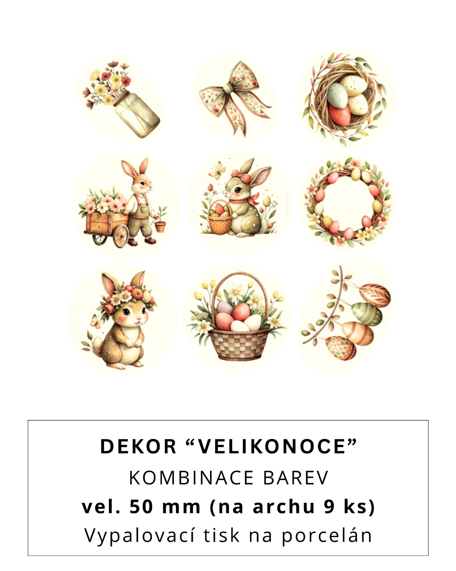 Vypalovací tisk - Dekor ,,VELIKONOCE" velikost 3.