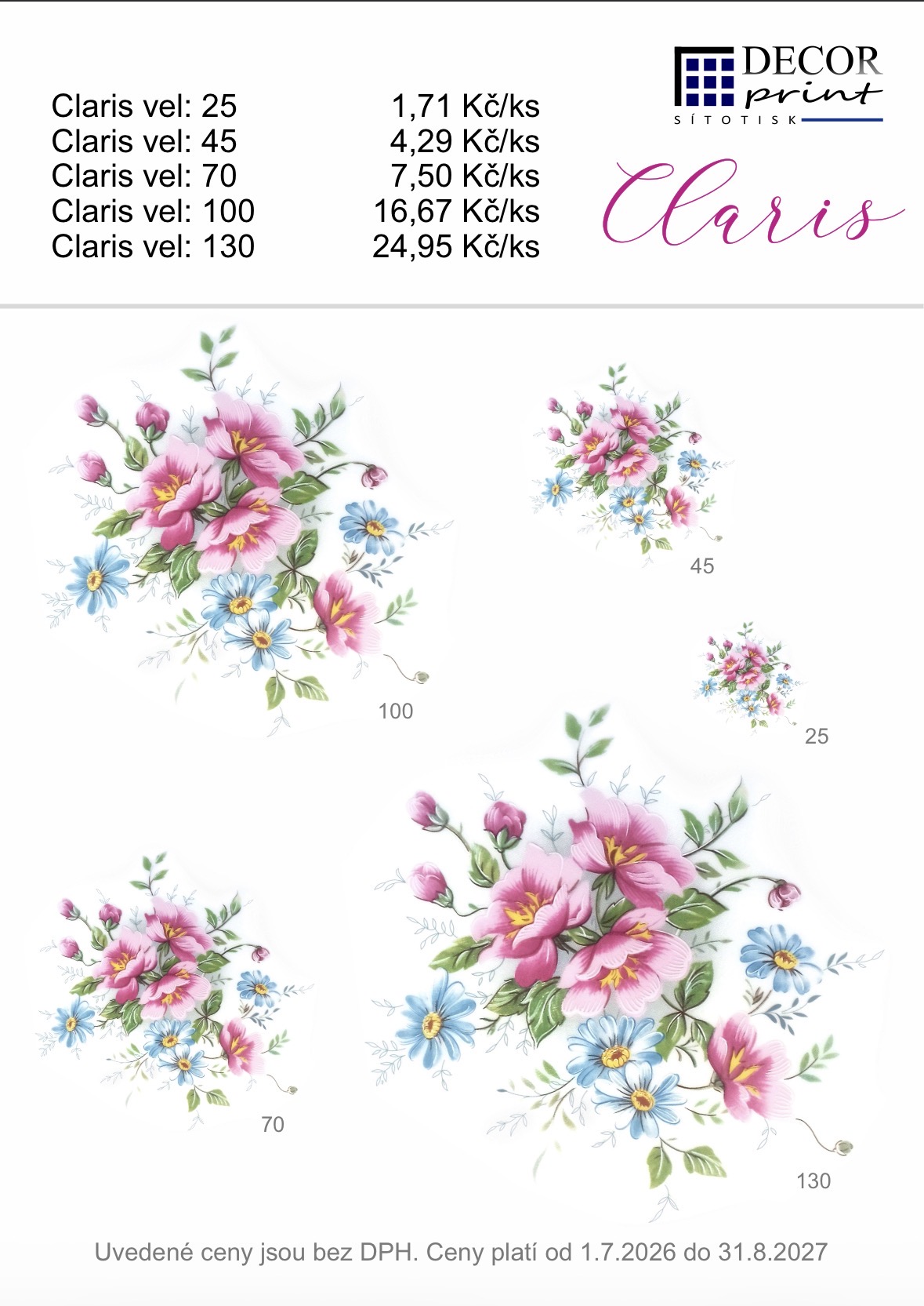 Volné dekory k prodeji - Dekor "CLARIS"